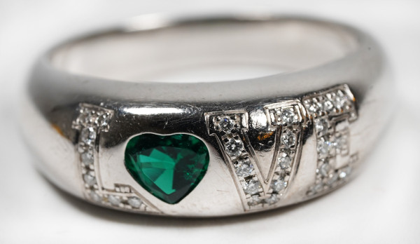 Chopard Love Ring 750 Weißgold Smaragd Brillanten Größe 63