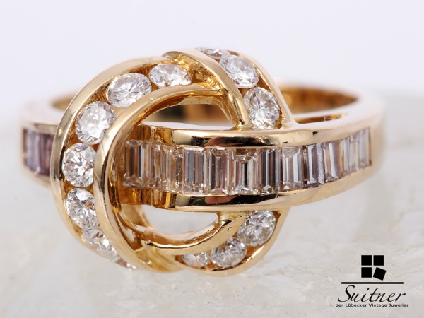 wertvoller Art Deko Ring Brillanten Diamanten ca. 1,67ct. 750 Gold Gr. 55
