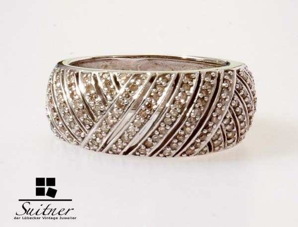 großer 0,50ct Diamant Ring 585 Weißgold Gr. 56 Brillanten Art Deco modern