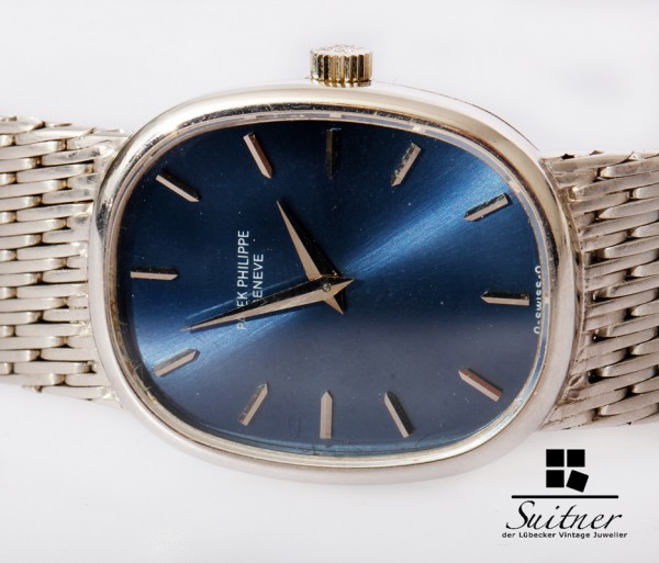 Patek Philippe Ellipse 750 Weißgold Blau - selten Handaufzug Lady
