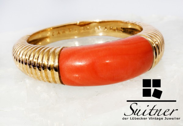 Cartier Ring mit Koralle - sehr selten - 750 Gold - Vintage Luxus