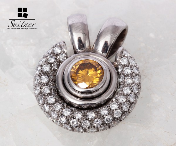 Diamant Brillant Anhänger fancy yellow Diamond über 2,00 ct. 750 Gold