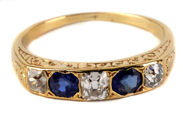 Antiker 1,05ct. Saphir Diamant Ring 750 Gold Jugendstil Burma