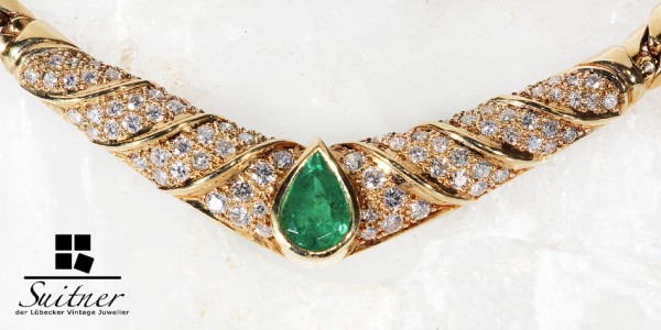 hochwertiges Smaragd und Brillant Collier 
