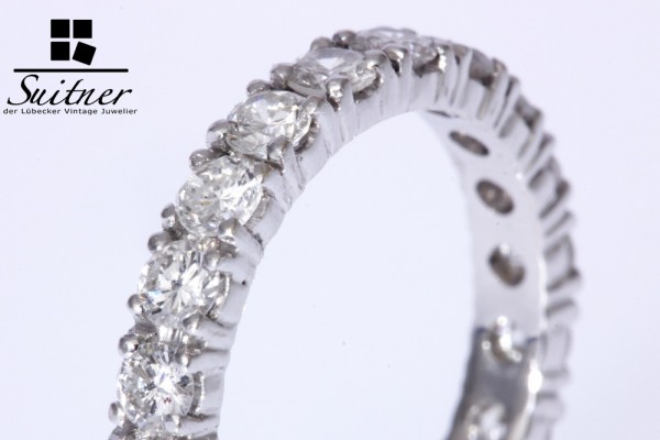Memoire Ring Memory 20 Brillanten zus. ca. 1,60 ct. 585 Weißgold Gr. 52