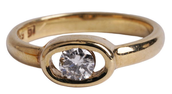 wertvoller Design Ring mit 0,30ct Brillant aus 585 Gold Unikat - ovales Mittelfeld