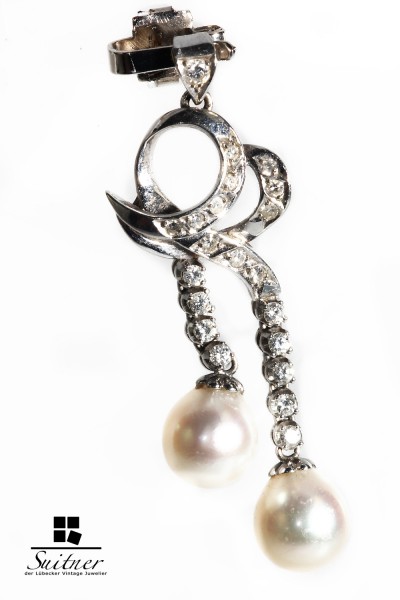 wertvoller Perlen Diamant Brillant Anhänger 750 Weißgold Pendant