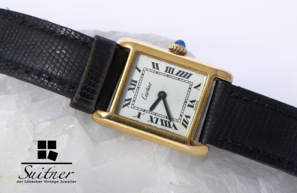 Vintage Cartier Tank Handaufzug 18k / 750 vergoldet frühes Modell