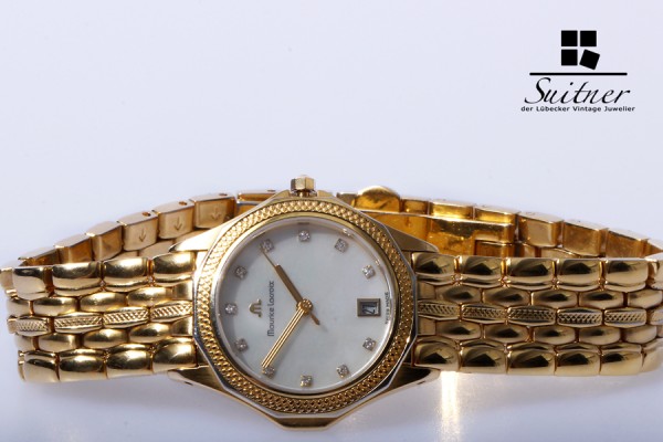 Maurice Lacroix Damen Uhr vergoldet Perlmutt Diamanten Full Set - Gold