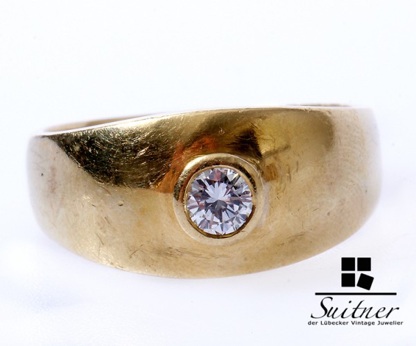 breiter Solitär Brillant Ring 750 Gold Gr. 57 massiv XL