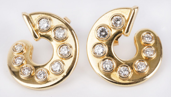 Unikat 1,92ct Brillant Ohrstecker 750 Gold rundes Design Handarbeit