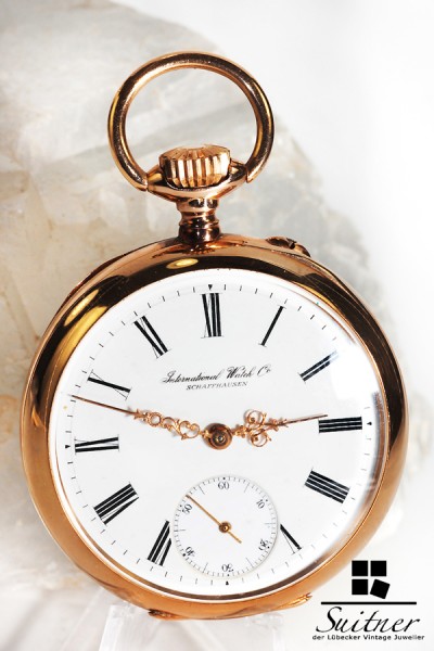 IWC Schaffhausen Taschenuhr 585 Gold Kal. 52 um 1900 open Face Lepine