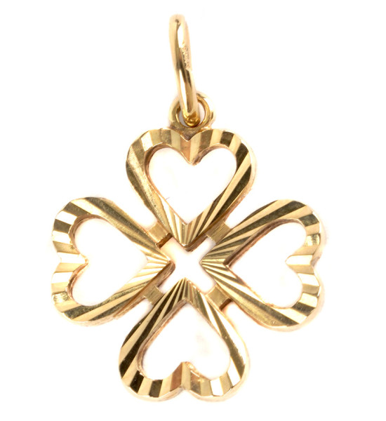 zeitloses Kleeblatt als Anhänger Glücksbringer 333 Gelbgold