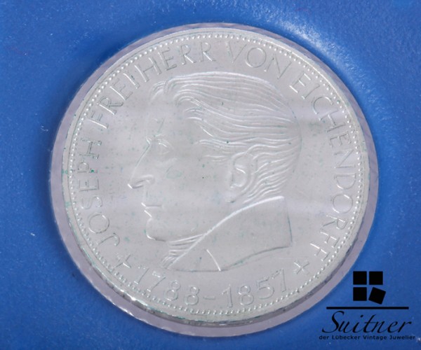 5 DM Eichendorff Silber 1957 mind. ss-vz Prägestätte J