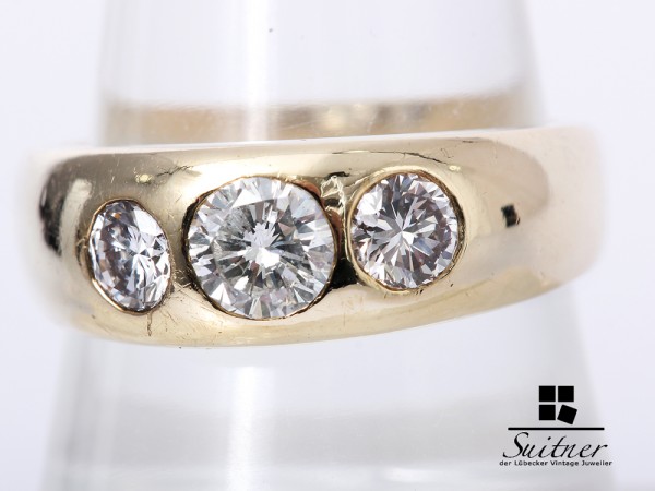wertvoller Bandring 3 Brillanten ca 1,50ct Gold 585 Gr 60 Expertise 5000,-€