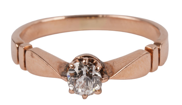 antiker Verlobungsring aus 585 Rotgold 0,35ct. großer Altschliff Diamant Gold RG 53