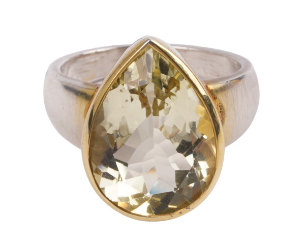 Unikat mit 8,21ct Citrin Tropfen Ring 925 Silber Gold vergoldet Handarbeit Gr. 58 Lübeck