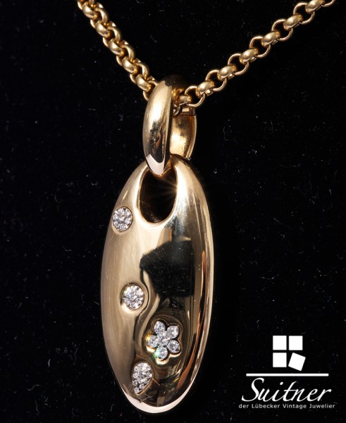 XXL Wempe BY KIM Kette mit Anhänger Madaillon Brillanten Blüten 750 Gold