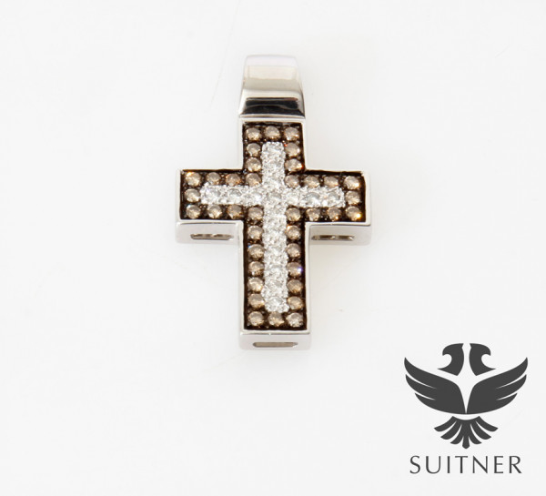 Anhänger Kreuz 750 Weißgold Brillantpavé