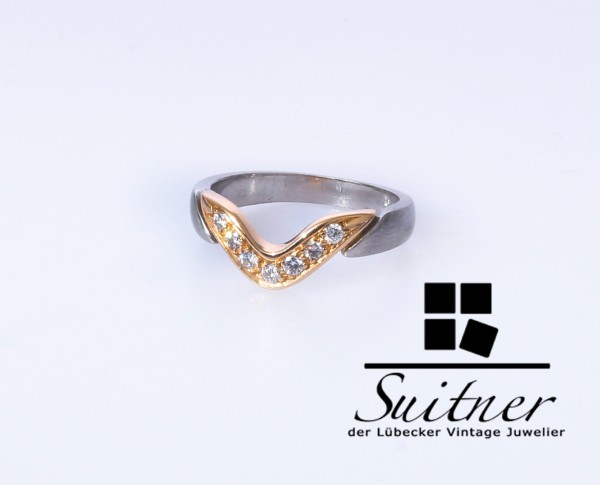 Unikat 950 Platin Ring Brillanten 750 Roségold Gr. 49,5 Gold Luxus