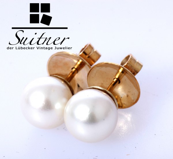Zuchtperlen Perlen Ohrstecker 9mm Perle 585 Gold klassisch Must have