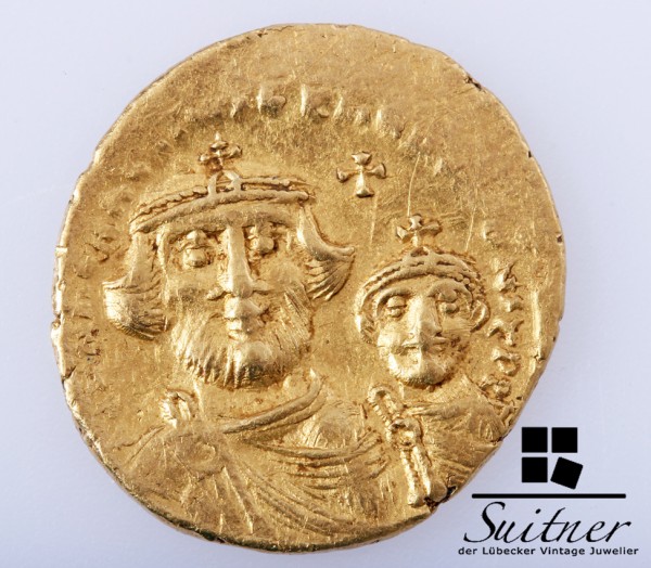 Solidus 613-616 Heraclius 610-641 Byzanz Gold mit Sohn RAR VZ-SS