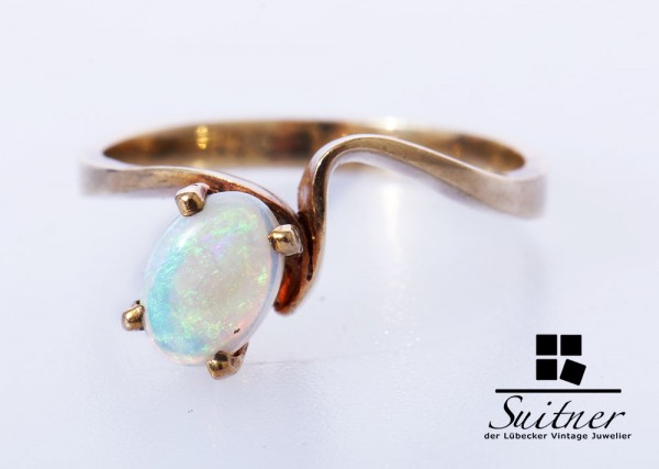 feiner Opal Ring aus Gold Gr. 51,5 wertige Fertigung klassisches Design