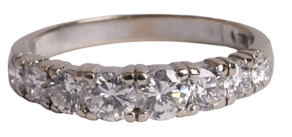 Vintage 1,79ct. Vorsteck Memory Ring 585 Weißgold 8 Brillanten Gr. 61