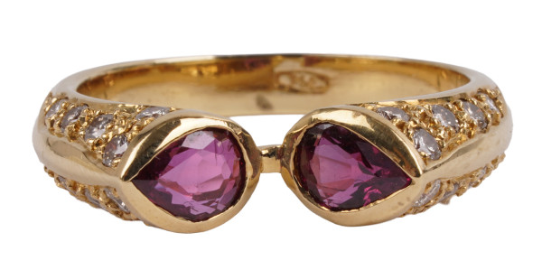 Goldschmiede 1,39ct. moderner Rubin Brillant Ring 750 Gold Gr. 54 Taubenblut Rot