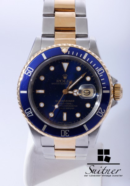 Rolex Submariner 16613 Stahl Gold Stardust Dial X Serie 1991