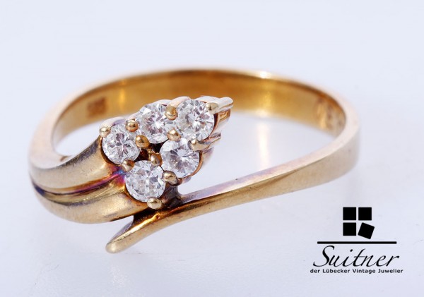 moderner Brillant Ring zus. ca. 0,30 ct 585 Gold Gr. 55 Schlange Snake