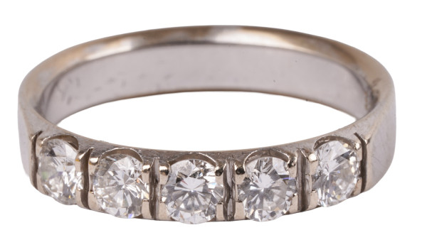 zeitloser 0,80ct Memorie Ring 5 Brillanten 585 Weißgold Gr. 54