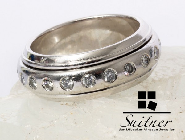 XL 1,47ct. Brillant Ring Drehring Lupenrein / Top Wesselton 750 Gold Gr. 69 Herren