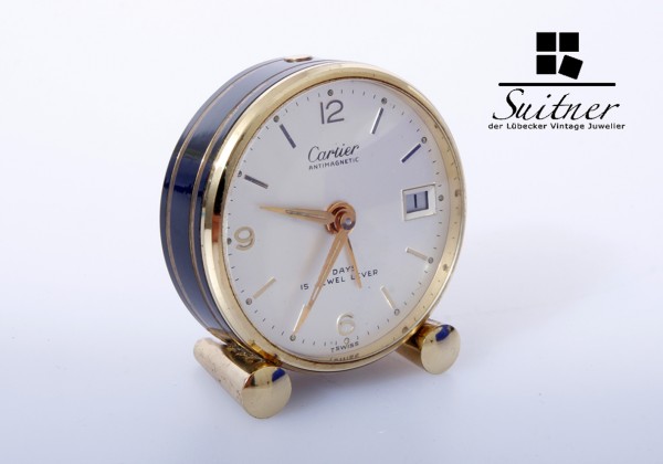 Seltener Art-Deco-Reisewecker von Cartier mit 8-Tage-Werk
