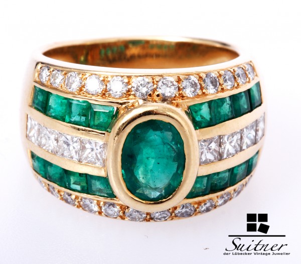 Ring 750 Gold Smaragd Brillanten Diamanten ca, 1,40 ct. Juwel