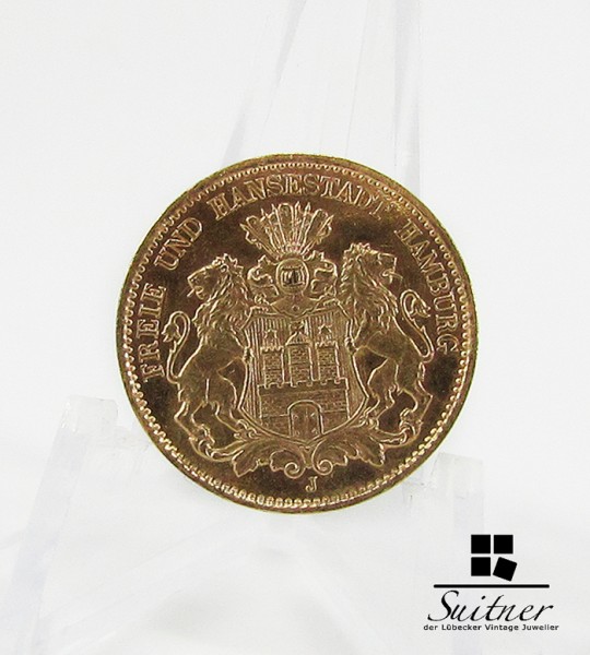10 Mark Hansestadt Hamburg Gold 1907 J