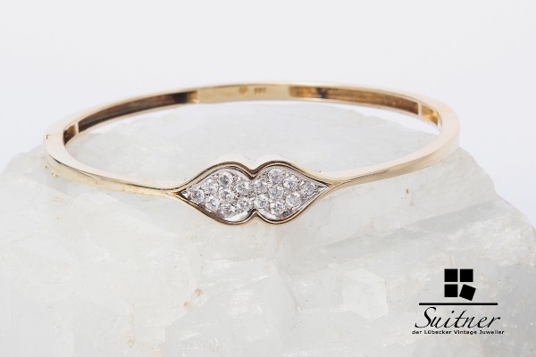 Armreif 585 Gold 16 Brillanten zus. ca. 0,48 ct. modern und edel