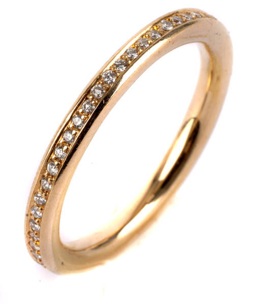 feiner komplett ausgefasster Memory Ring gefertigt aus 750 Gold Gr. 51