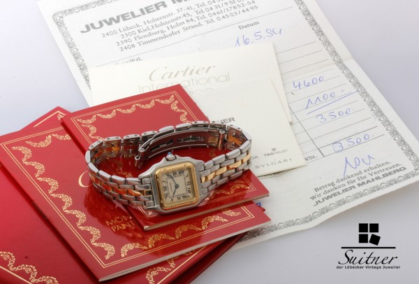Cartier Panther Stahl Gold Lady mit Papieren guter Zustand Ref 1057917