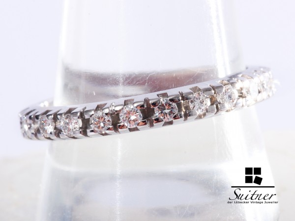 moderner Memoire Brillant Ring 0,92ct. 585 Weißgold Gr 62 Expertise 2200,-