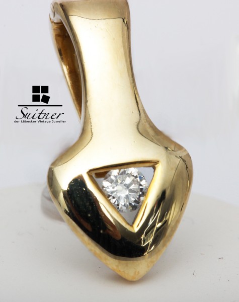 geometrischer Perlclip Anhänger mit Brillant ca. 0,15 ct. 585 Gold