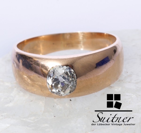 antiker 0,90ct. Diamant Solitär Ring 585 Gold Gr. 55 traumhaft schön