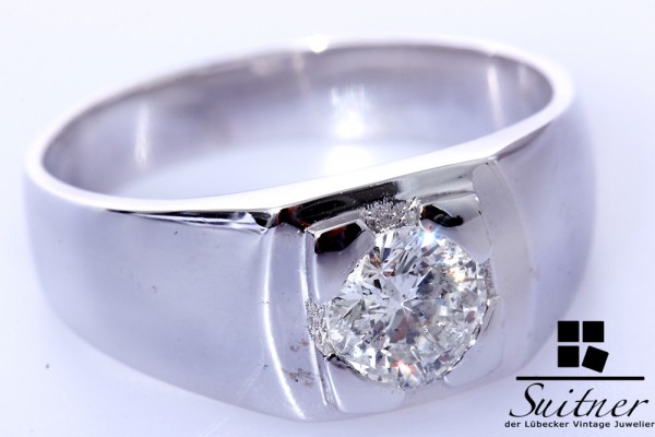 großer Diamant Ring mit 1,10ct 585 Weißgold Gr. 63 Brillant Expertise