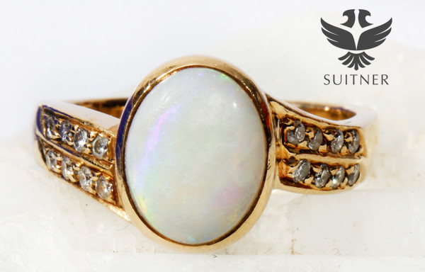 wertvolles Unikat Opal Brillant Ring aus 750 Gold Handarbeit