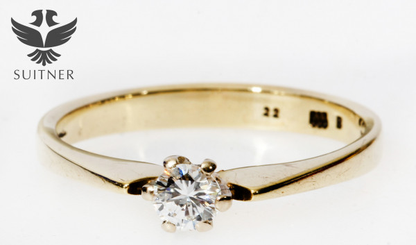 0,22ct. Brillant Solitär Ring aus 585 Gold klassischer Verlobungsring