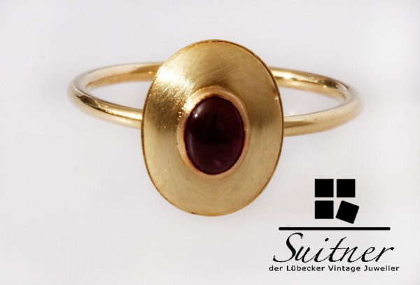 moderner Ring Handarbeit Ring 585 Gold Rubin roter Rubelith Gr. 56 Oval
