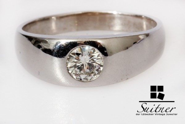 klassischer 0,55ct Solitär Ring 750 Weißgold Gr. 61 Bandring VSI TW Luxus pur