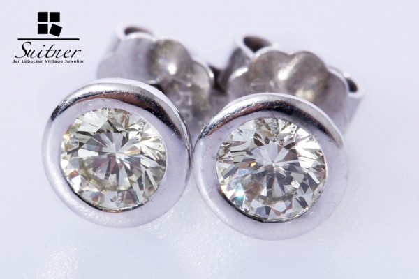 Solitär Ohrstecker Halbkaräter zus. ca. 1,00ct 750 Weißgold