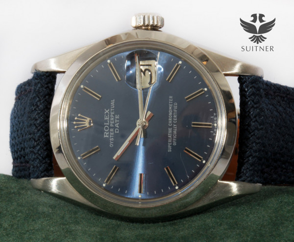 Rolex Oyster Perpetual Date Ref. 1501 aus Jahr 1969 blaues Zifferblatt - Vintage Luxus