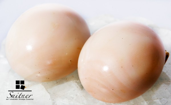 antike große Engelhaut Korallen Clips aus 750 Gold Italien XL Coral